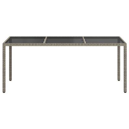 Gartentisch Grau 190x90x75 cm Gehärtetes Glas und Poly Rattan