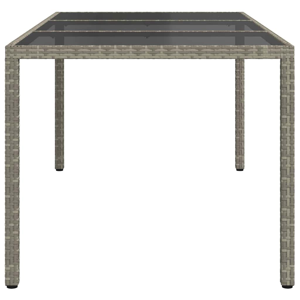 Gartentisch Grau 190x90x75 cm Gehärtetes Glas und Poly Rattan