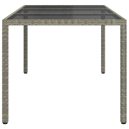 Gartentisch Grau 190x90x75 cm Gehärtetes Glas und Poly Rattan
