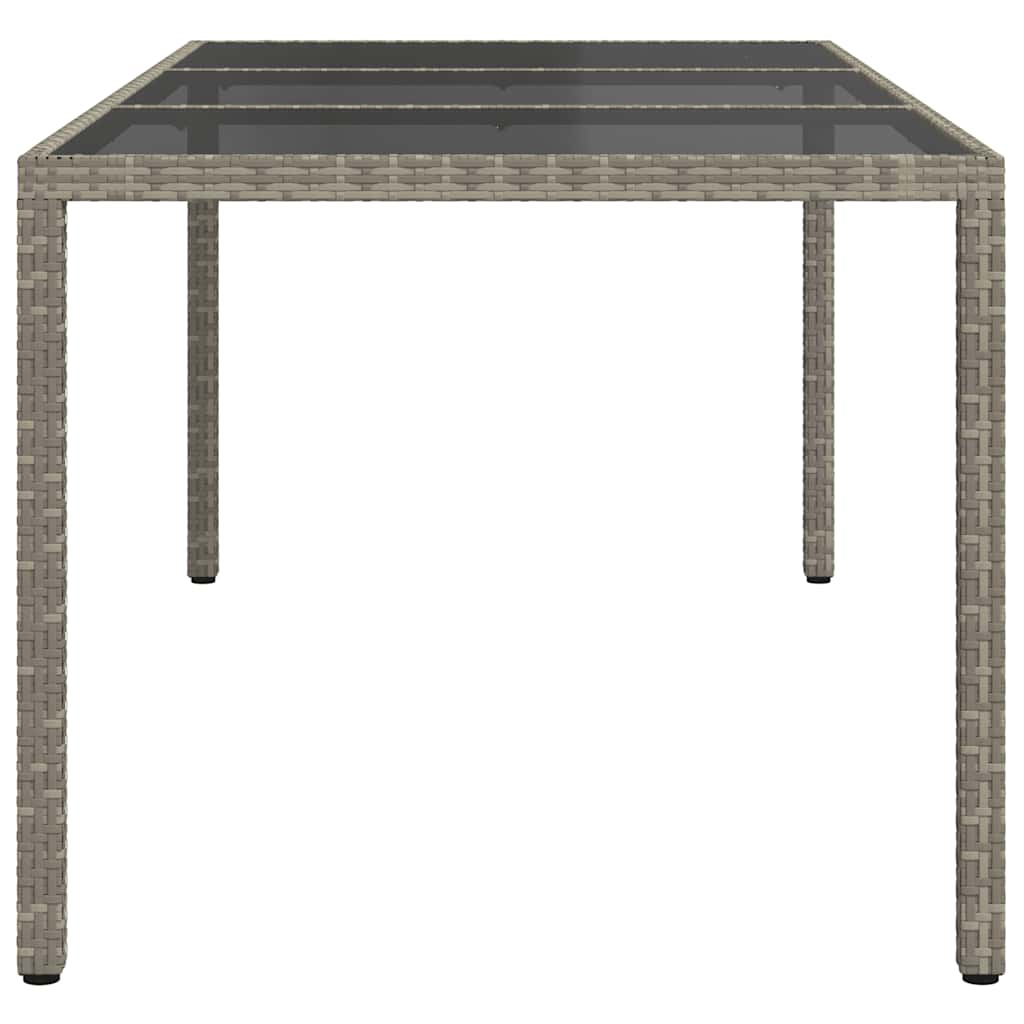 Gartentisch Grau 190x90x75 cm Gehärtetes Glas und Poly Rattan