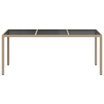 Gartentisch Beige 190x90x75 cm Gehärtetes Glas und Poly Rattan