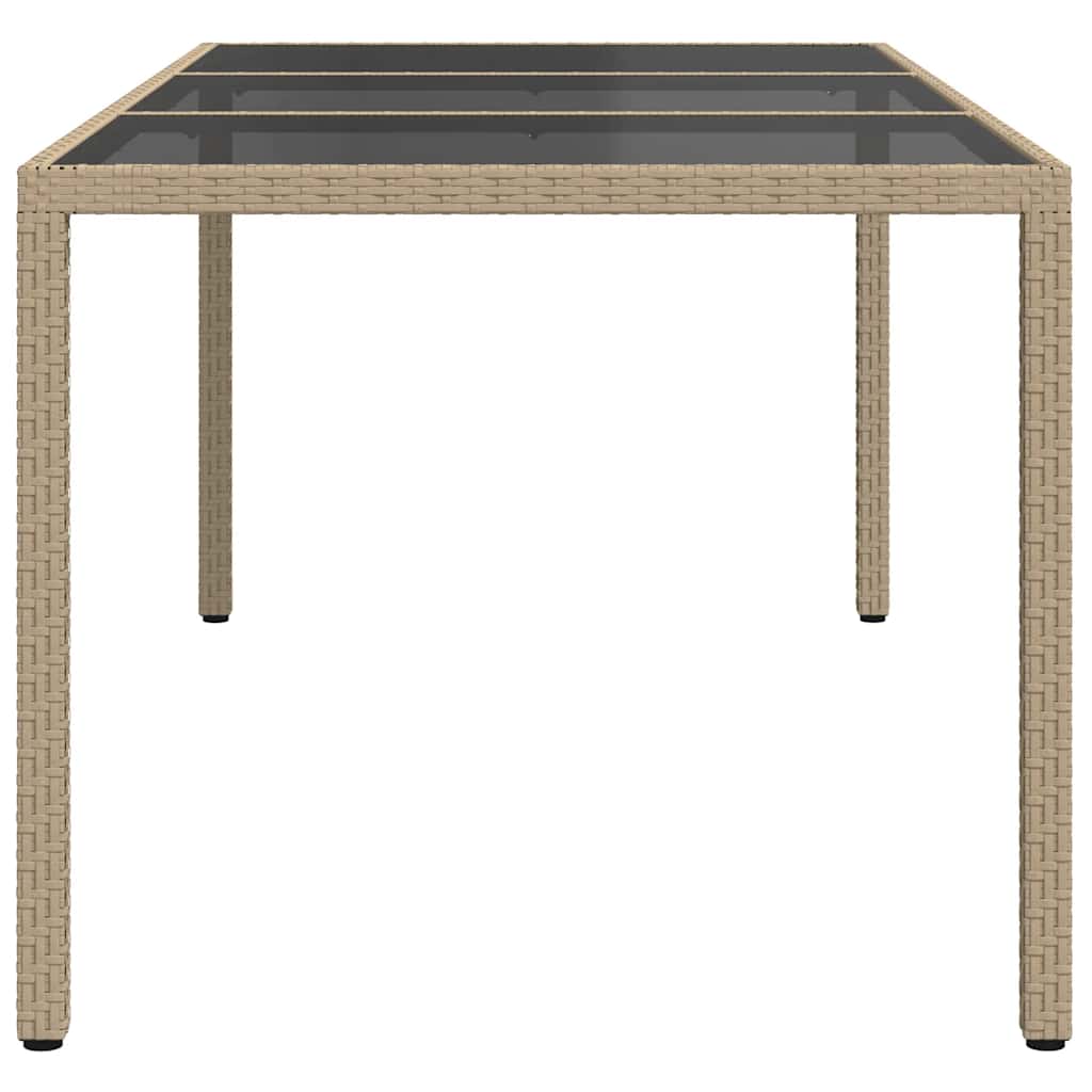 Gartentisch Beige 190x90x75 cm Gehärtetes Glas und Poly Rattan