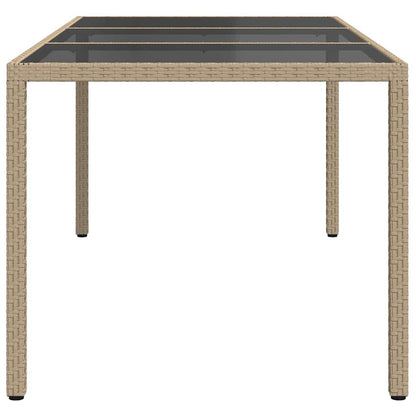 Gartentisch Beige 190x90x75 cm Gehärtetes Glas und Poly Rattan