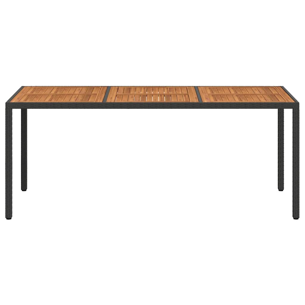 Gartentisch 190x90x75 cm Poly Rattan und Akazienholz Schwarz