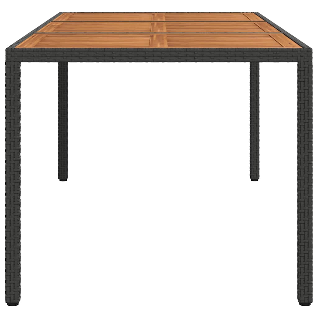 Gartentisch 190x90x75 cm Poly Rattan und Akazienholz Schwarz