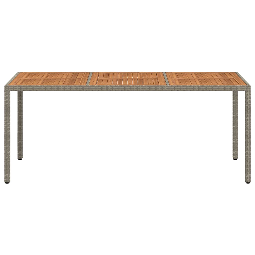 Gartentisch 190x90x75 cm Poly Rattan und Akazienholz Grau