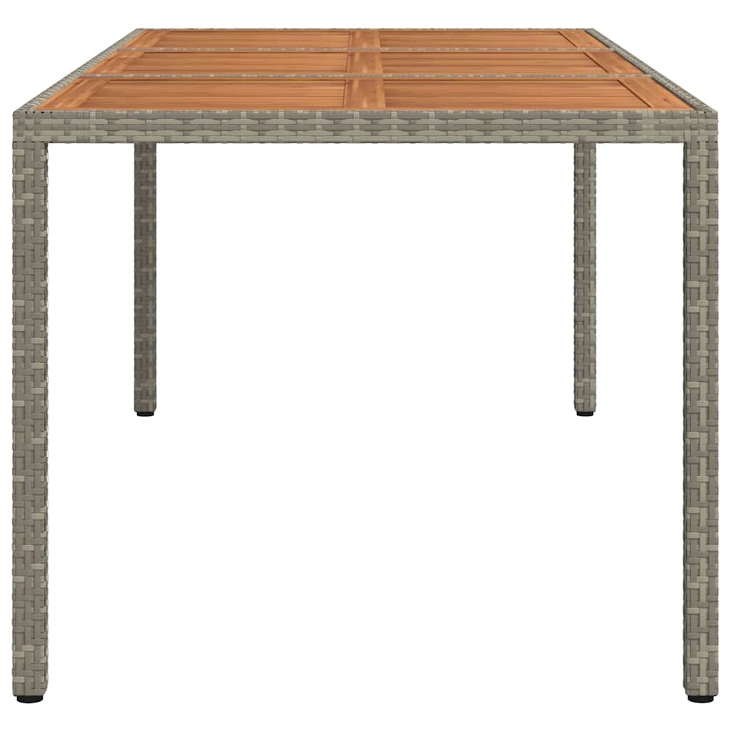 Gartentisch 190x90x75 cm Poly Rattan und Akazienholz Grau
