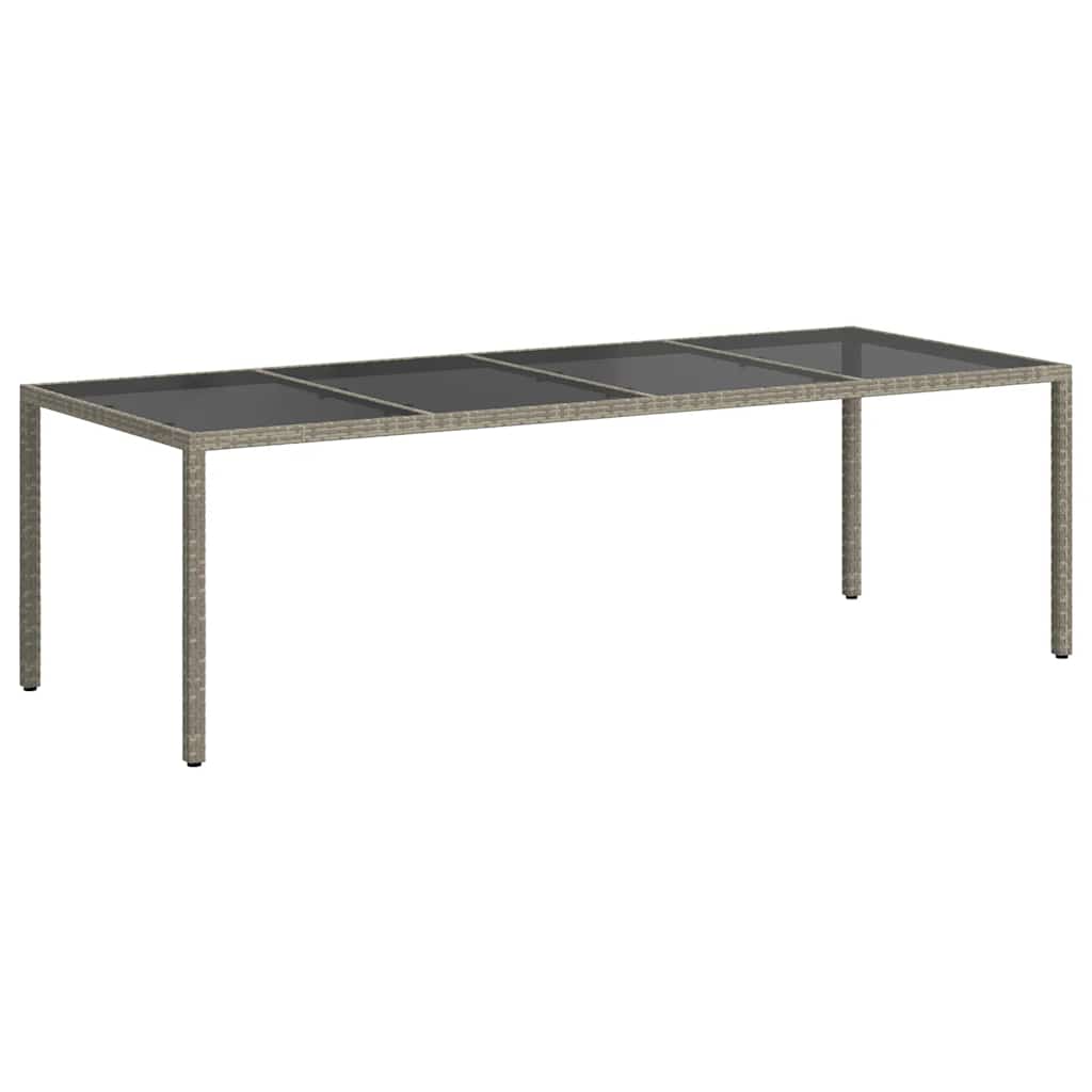 Gartentisch Grau 250x100x75 cm Hartglas und Poly Rattan