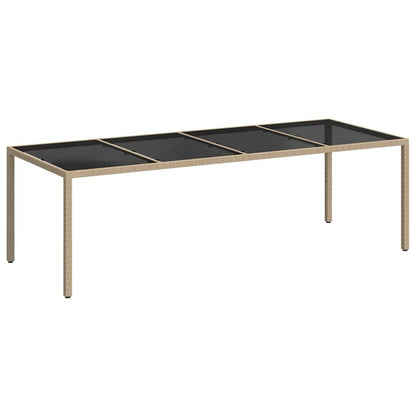 Gartentisch Beige 250x100x75 cm Hartglas und Poly Rattan