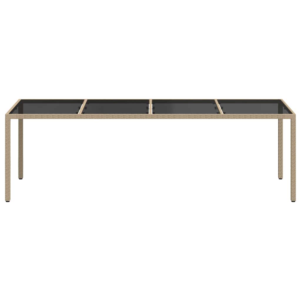 Gartentisch Beige 250x100x75 cm Hartglas und Poly Rattan