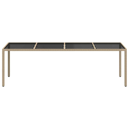 Gartentisch Beige 250x100x75 cm Hartglas und Poly Rattan