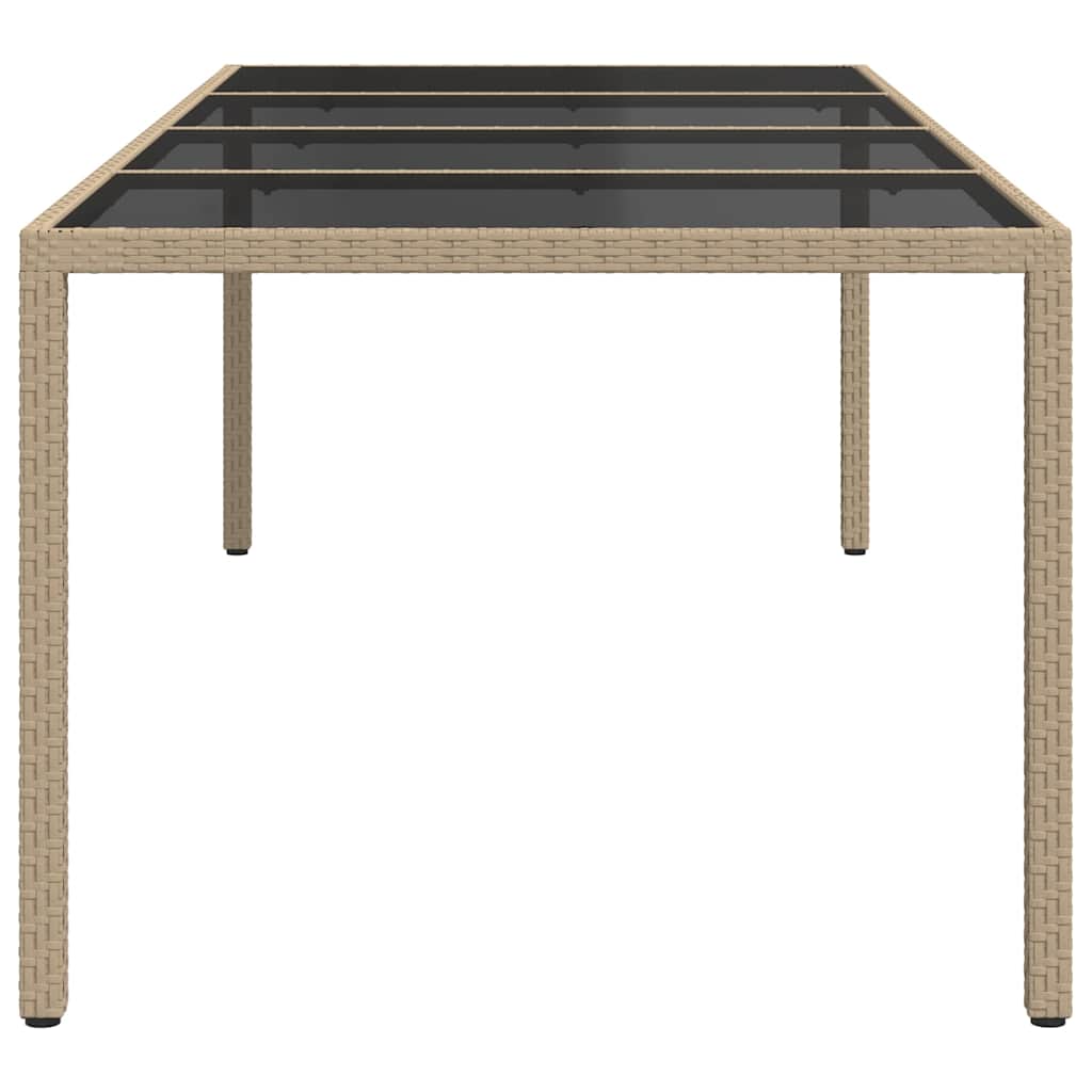 Gartentisch Beige 250x100x75 cm Hartglas und Poly Rattan