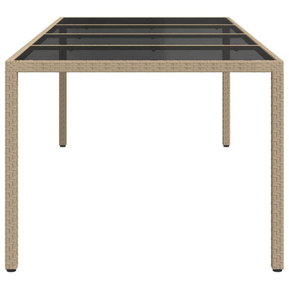 Gartentisch Beige 250x100x75 cm Hartglas und Poly Rattan