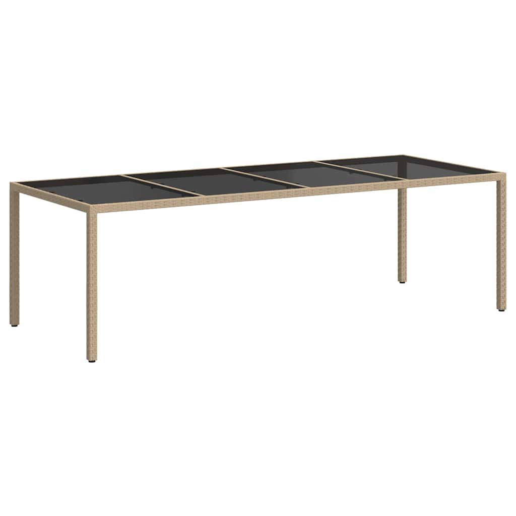 Gartentisch Beige 250x100x75 cm Hartglas und Poly Rattan