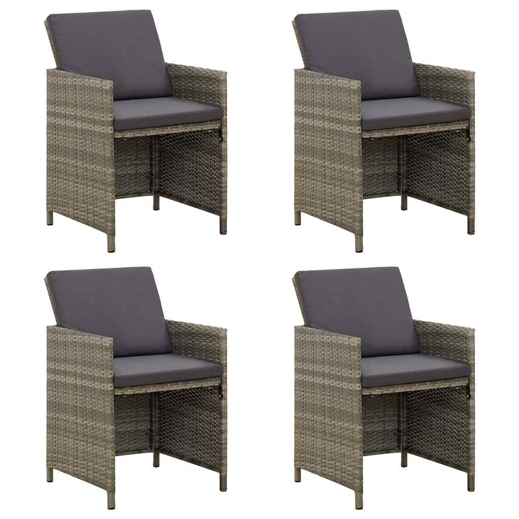 Gartenstühle mit Kissen 4 Stk. Poly Rattan Grau