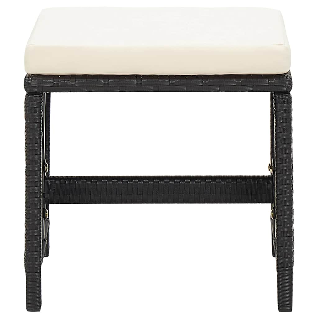 Gartenhocker 4 Stk. mit Sitzkissen Poly Rattan Schwarz