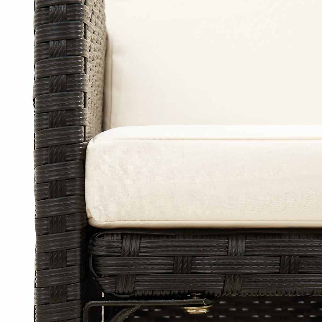 4-tlg. Gartenstuhl und Hocker Set Poly Rattan Schwarz