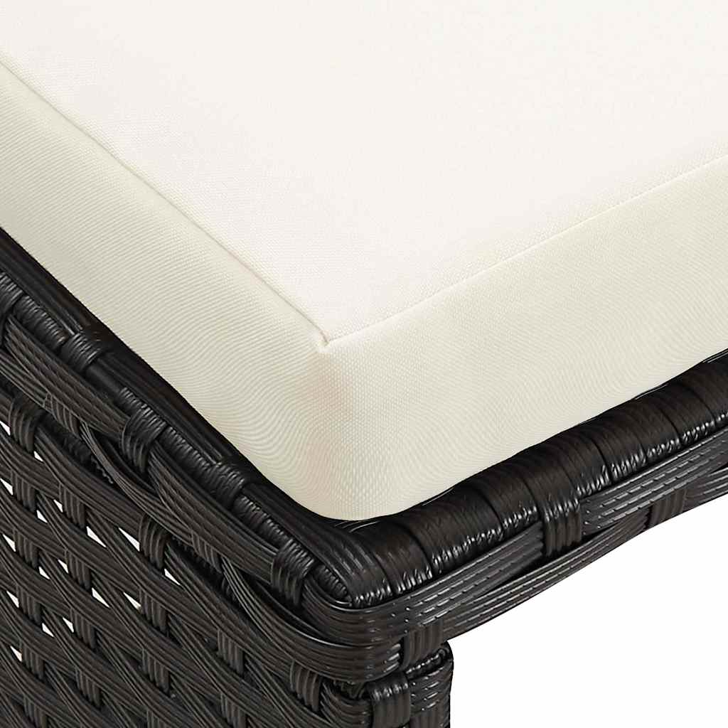 4-tlg. Gartenstuhl und Hocker Set Poly Rattan Schwarz