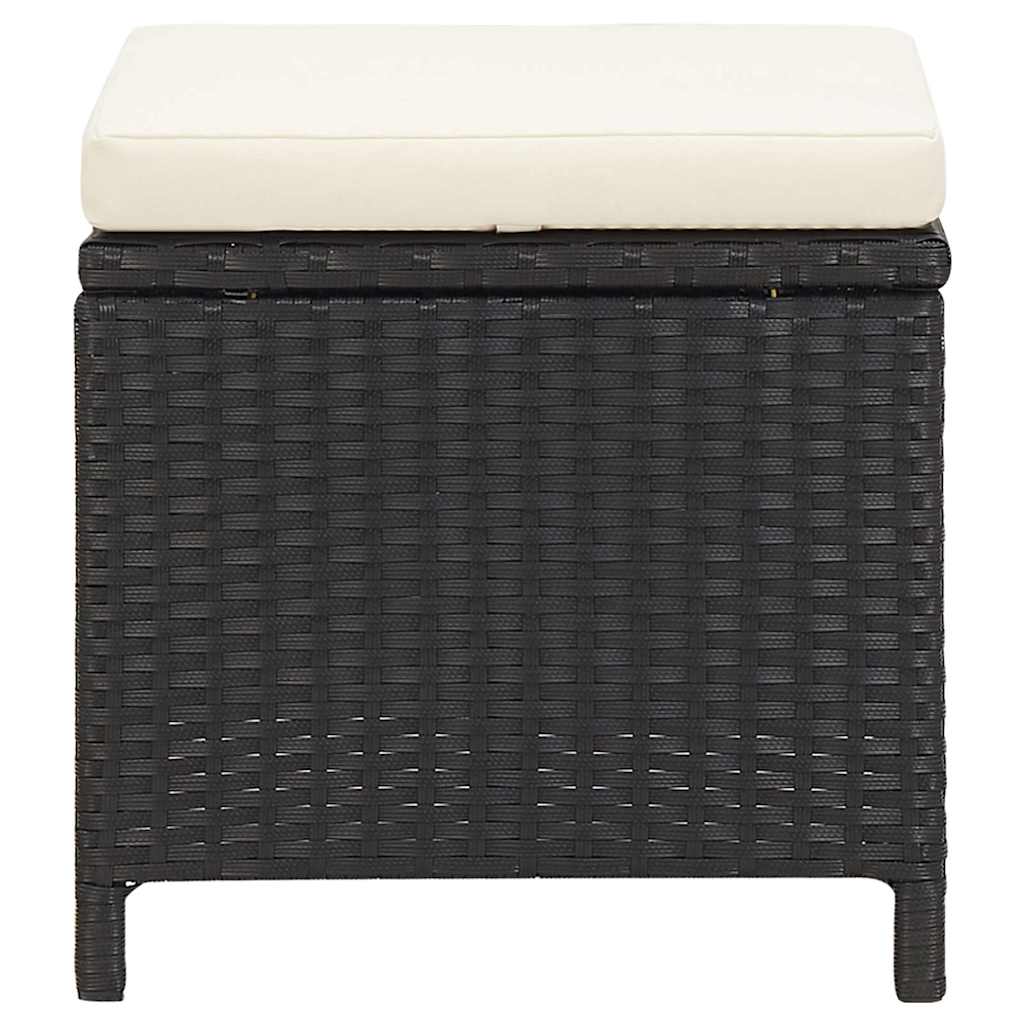 4-tlg. Gartenstuhl und Hocker Set Poly Rattan Schwarz