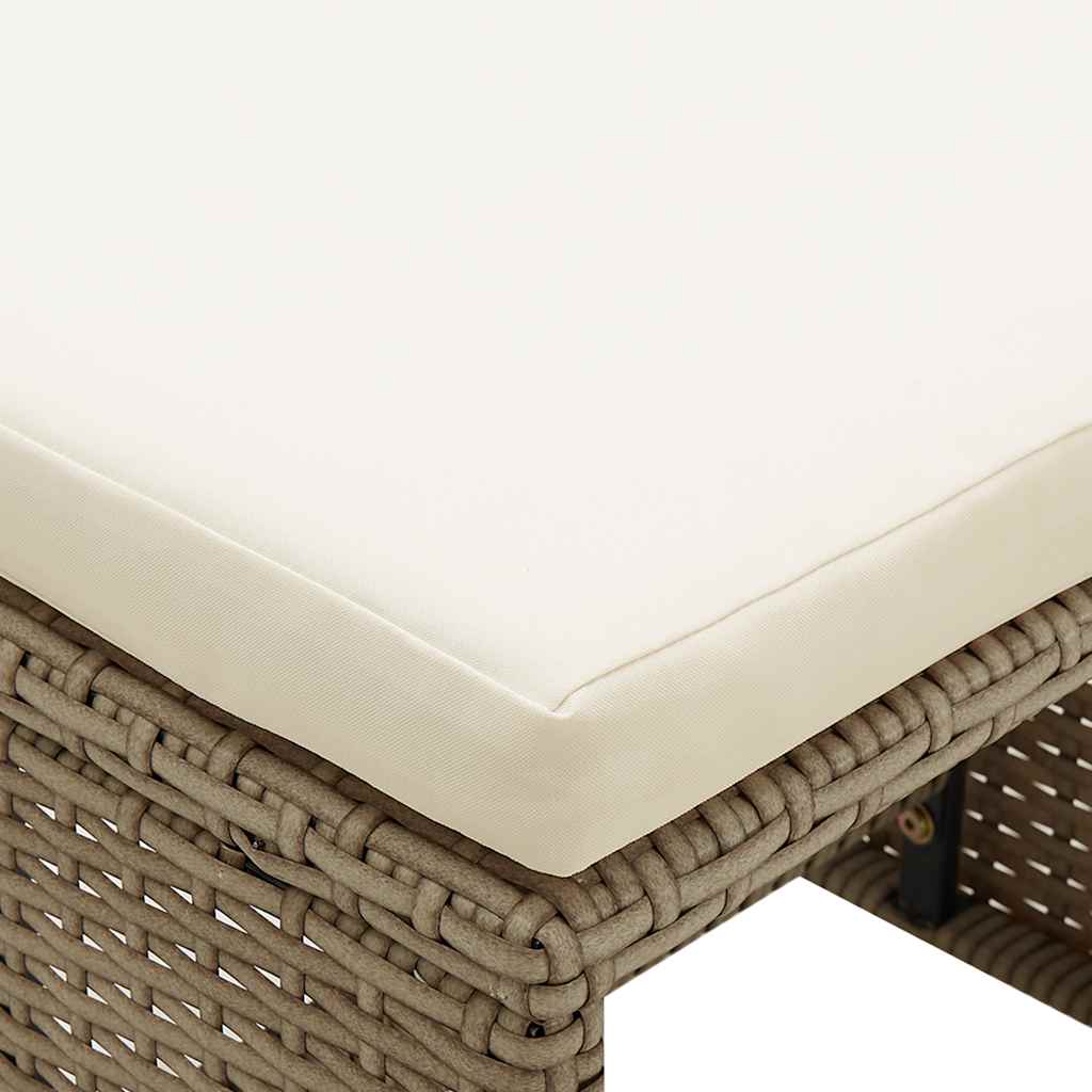 Gartenstühle mit Hocker 2 Stk. Poly Rattan Beige