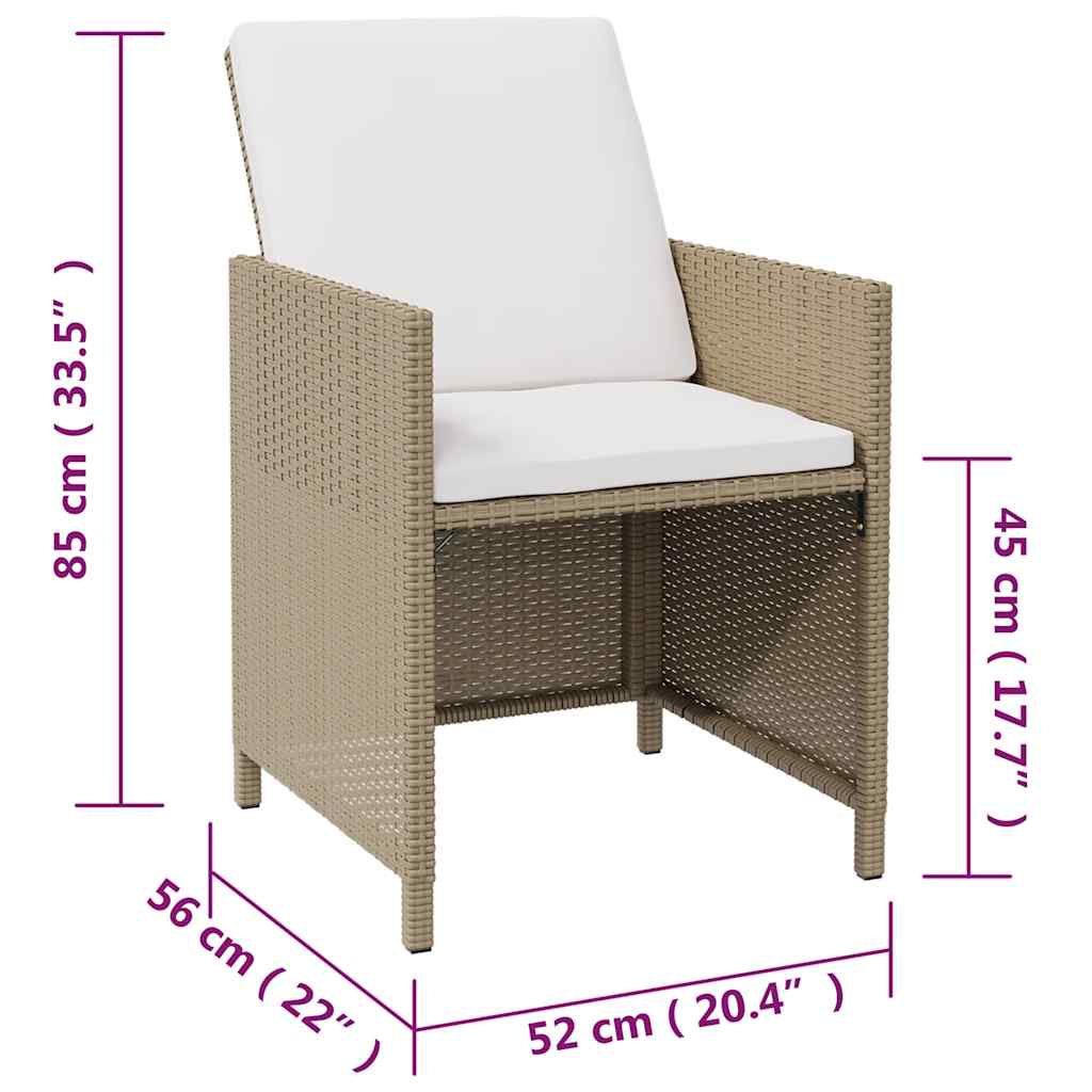 Gartenstühle mit Hocker 2 Stk. Poly Rattan Beige