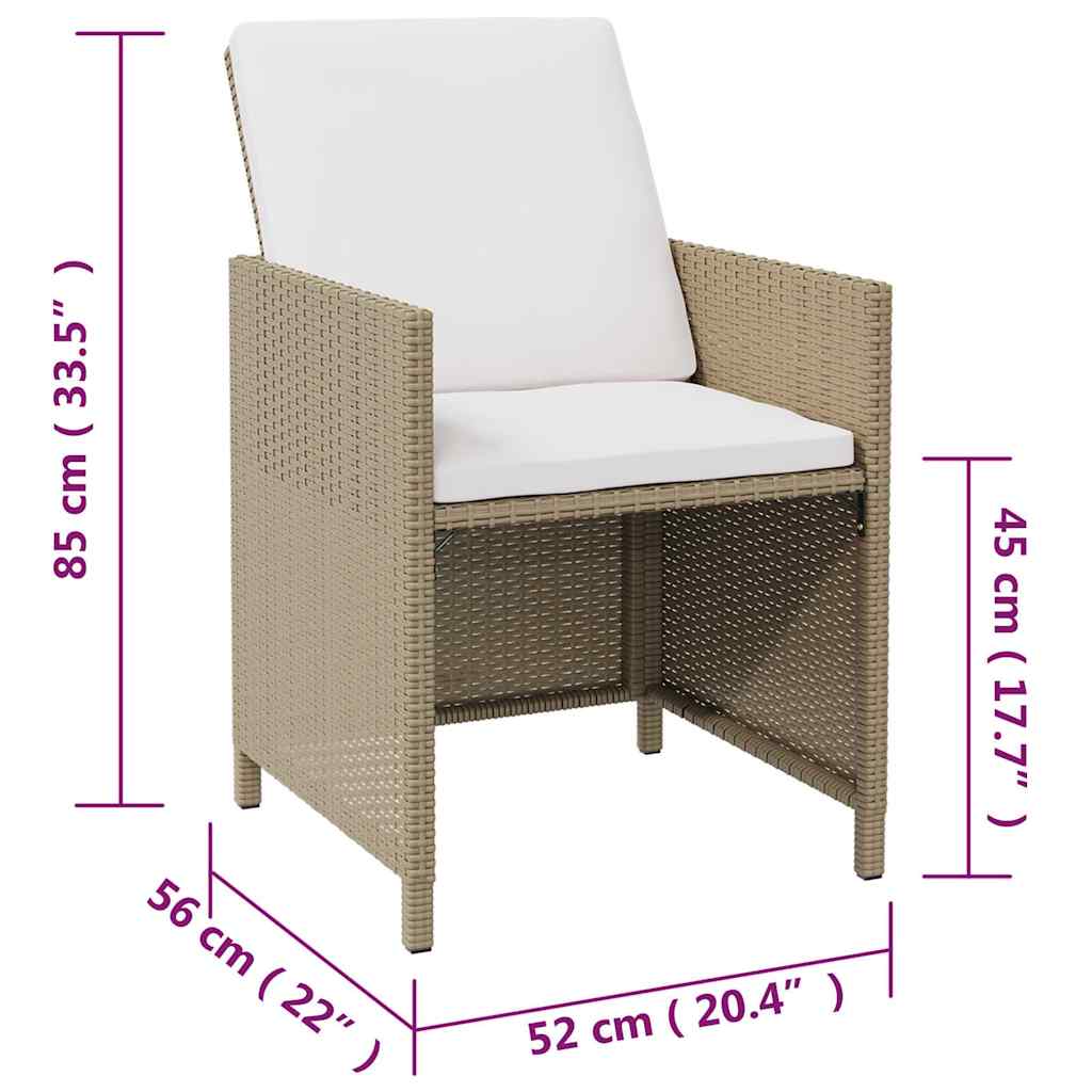 Gartenstühle mit Hocker 2 Stk. Poly Rattan Beige