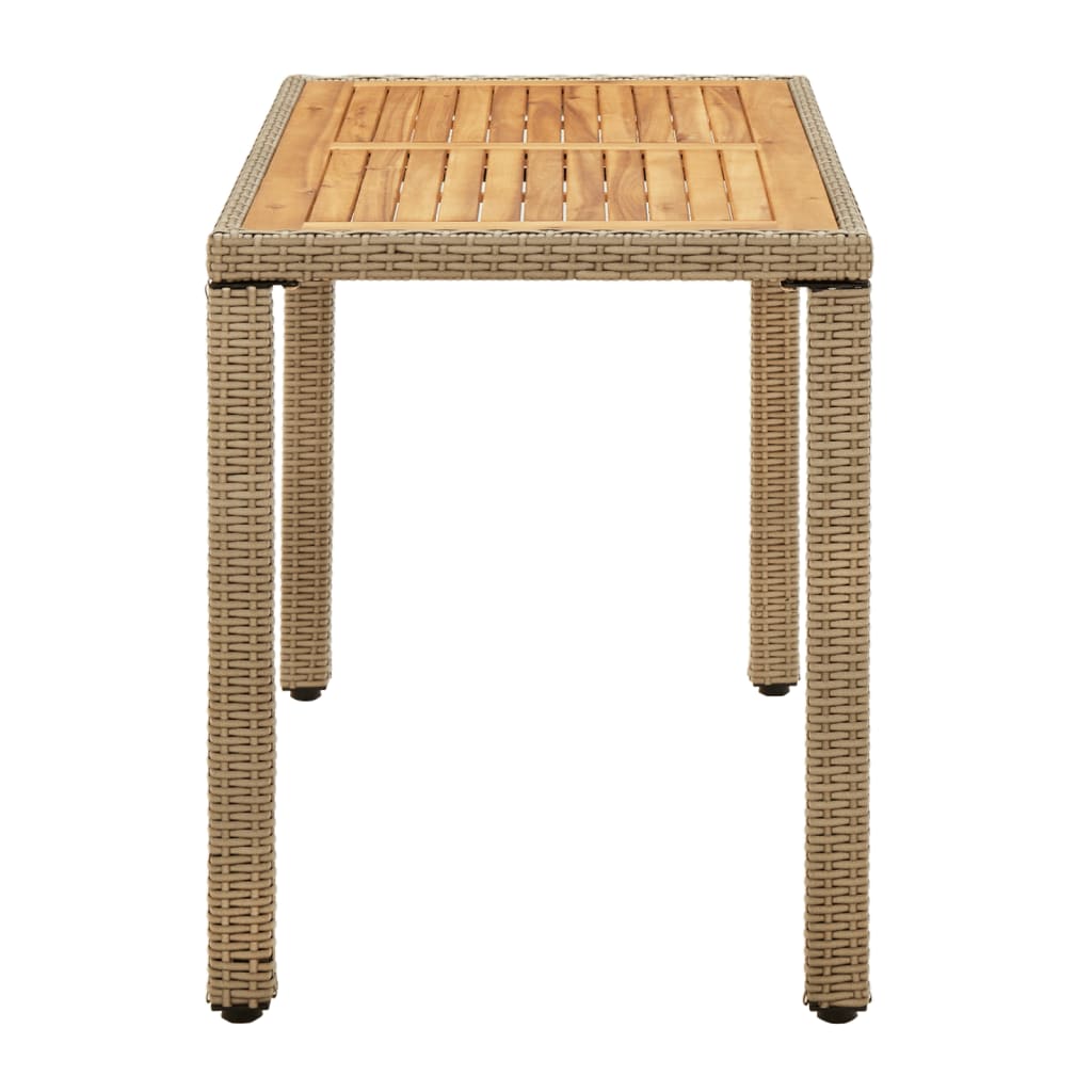 Gartentisch Beige 123x60x74 cm Poly Rattan & Massivholz Akazie