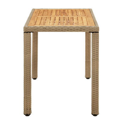 Gartentisch Beige 123x60x74 cm Poly Rattan & Massivholz Akazie
