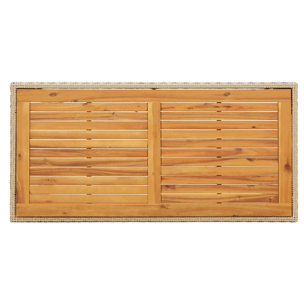 Gartentisch Beige 123x60x74 cm Poly Rattan & Massivholz Akazie