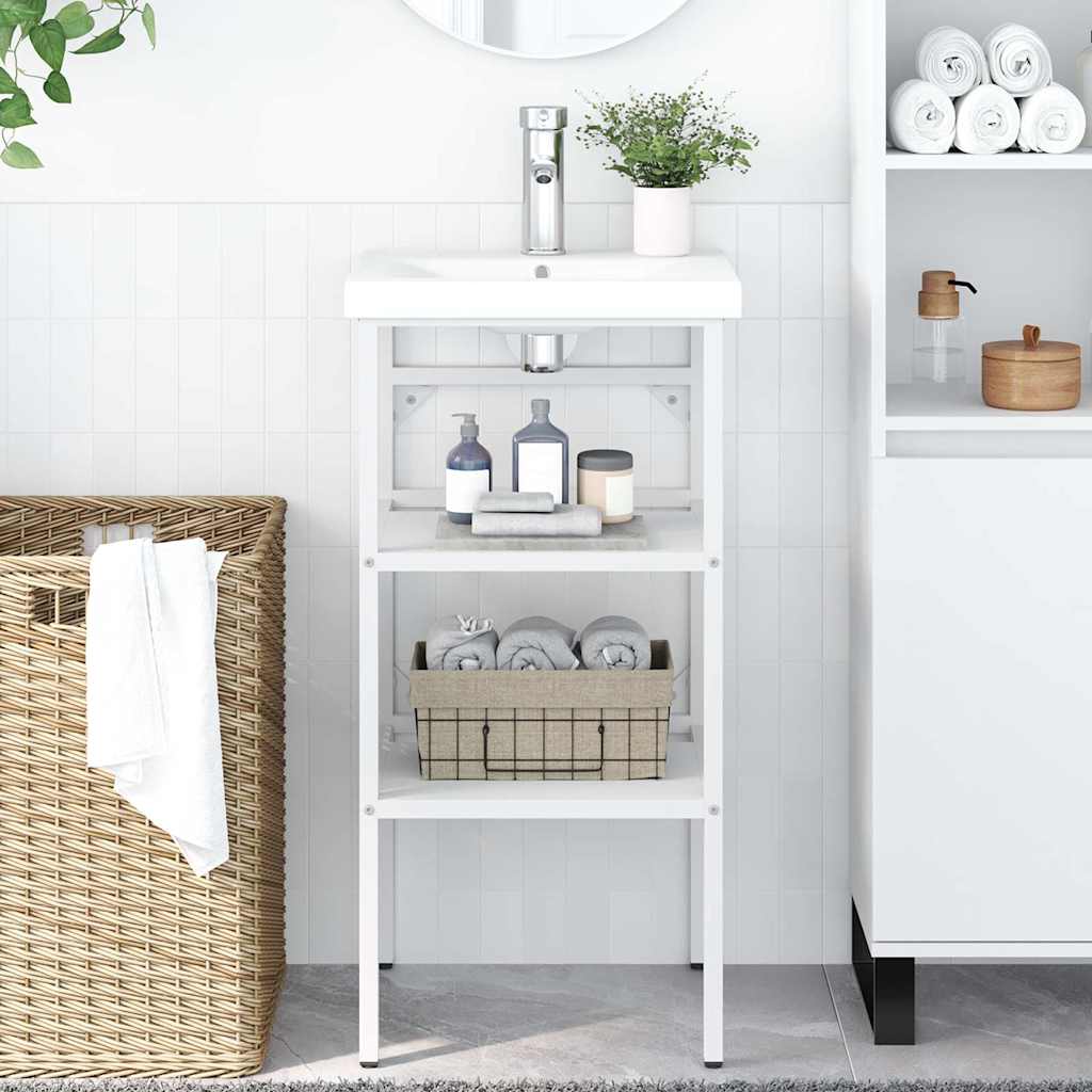 Badezimmer Waschtischgestell Weiß 40x38x83 cm Eisen