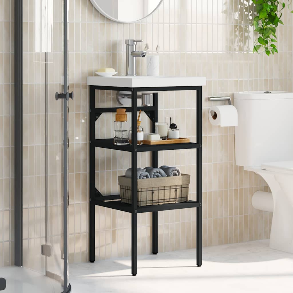 Badezimmer Waschtischgestell Schwarz 40x38x83 cm Eisen