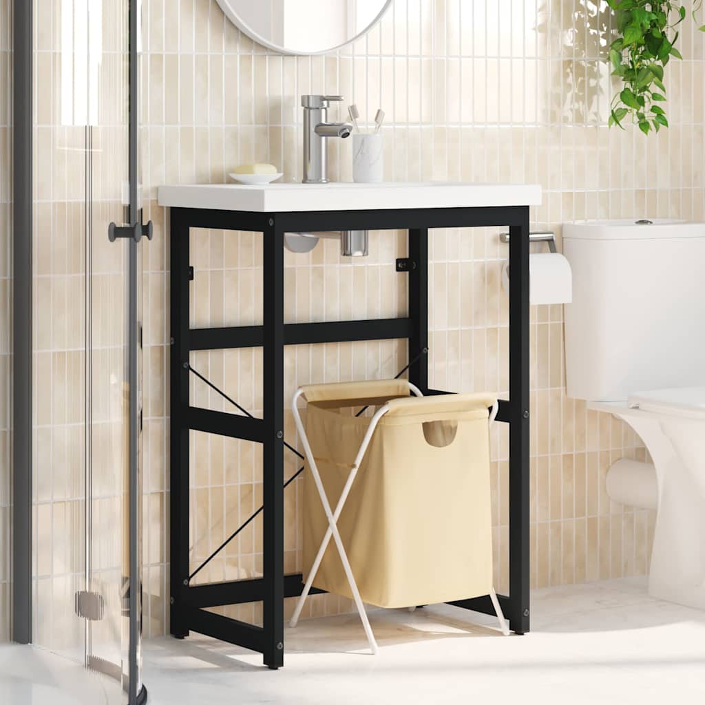 Badezimmer Waschtischgestell Schwarz 59x38x83 cm Eisen