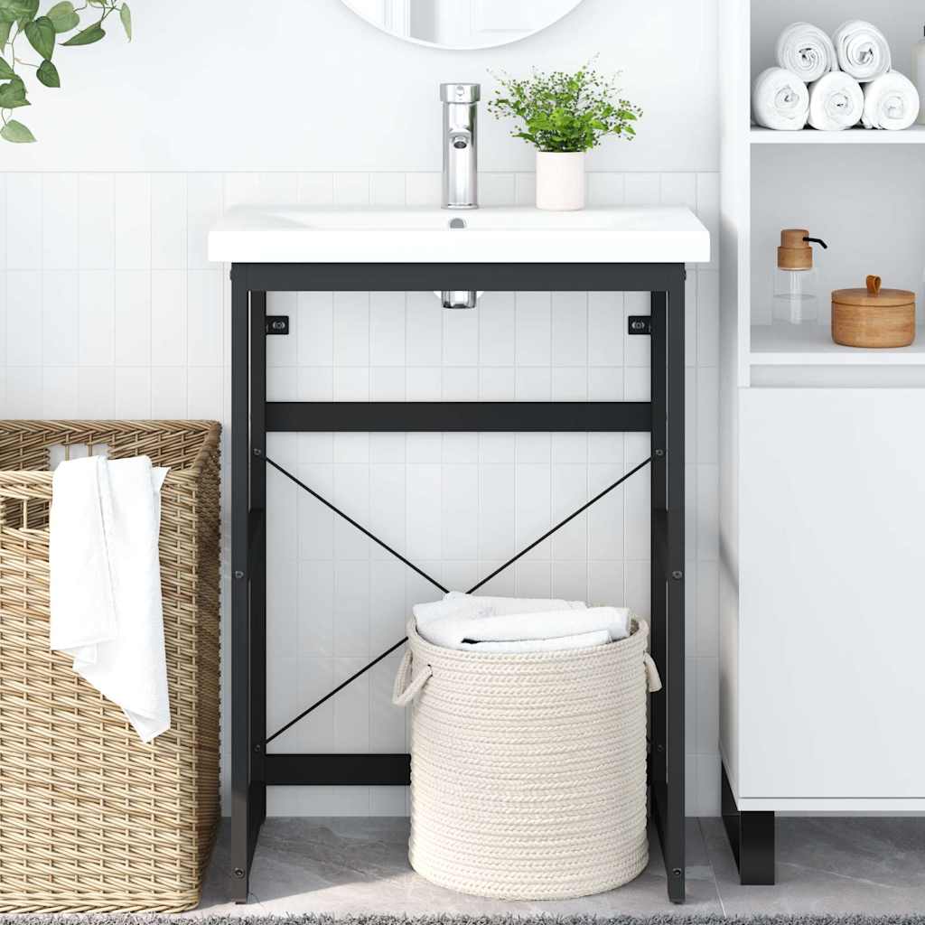 Badezimmer Waschtischgestell Schwarz 59x38x83 cm Eisen