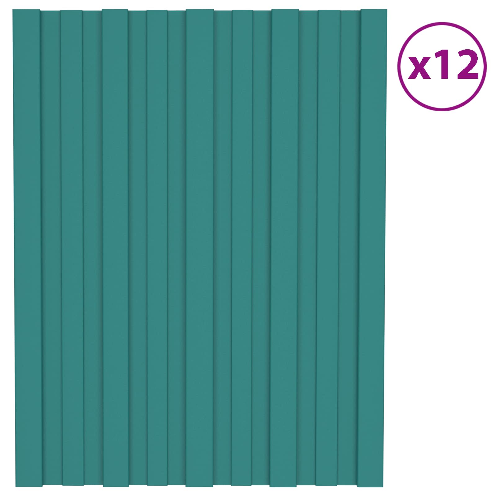 Dachpaneel 12 Stk. Grün 60 x 45 cm Verzinkter Stahl