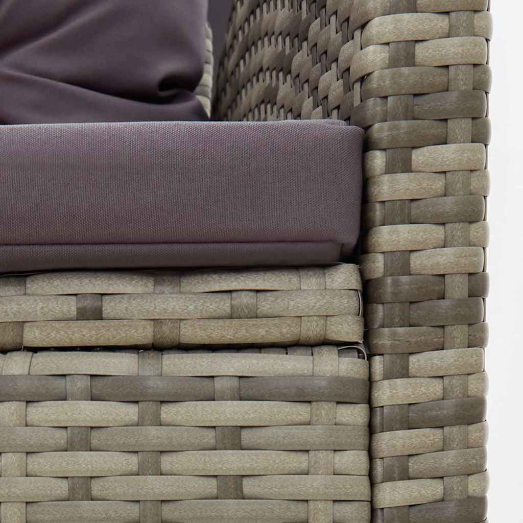 2-tlg. Garten-Lounge-Set mit Kissen Poly Rattan Grau