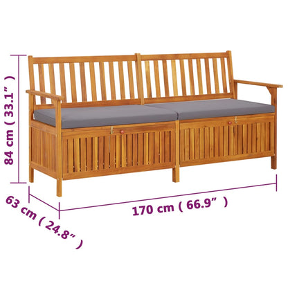 Truhenbank mit Kissen 170 cm Massivholz Akazie