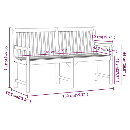 Gartenbänke 1-Sitzanzahl 150 x 55,5 x 90 cm Massivholz Akazie
