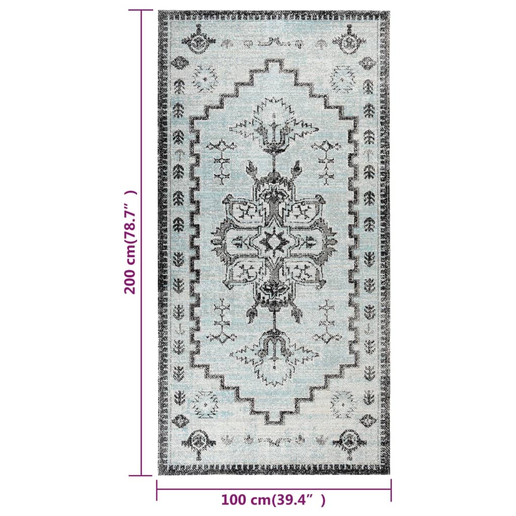 Outdoor-Teppich Flachgewebe 100x200 cm Grün und Grau