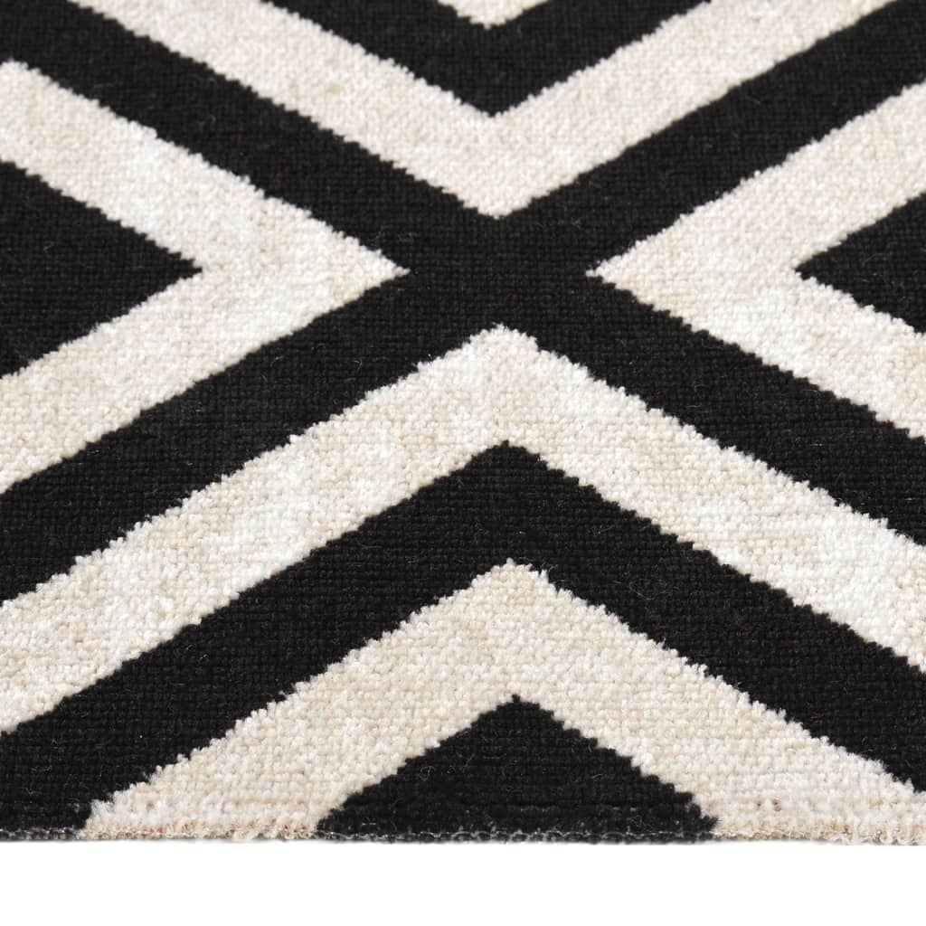 Outdoor-Teppich Flachgewebe 115x170 cm Schwarz und Beige