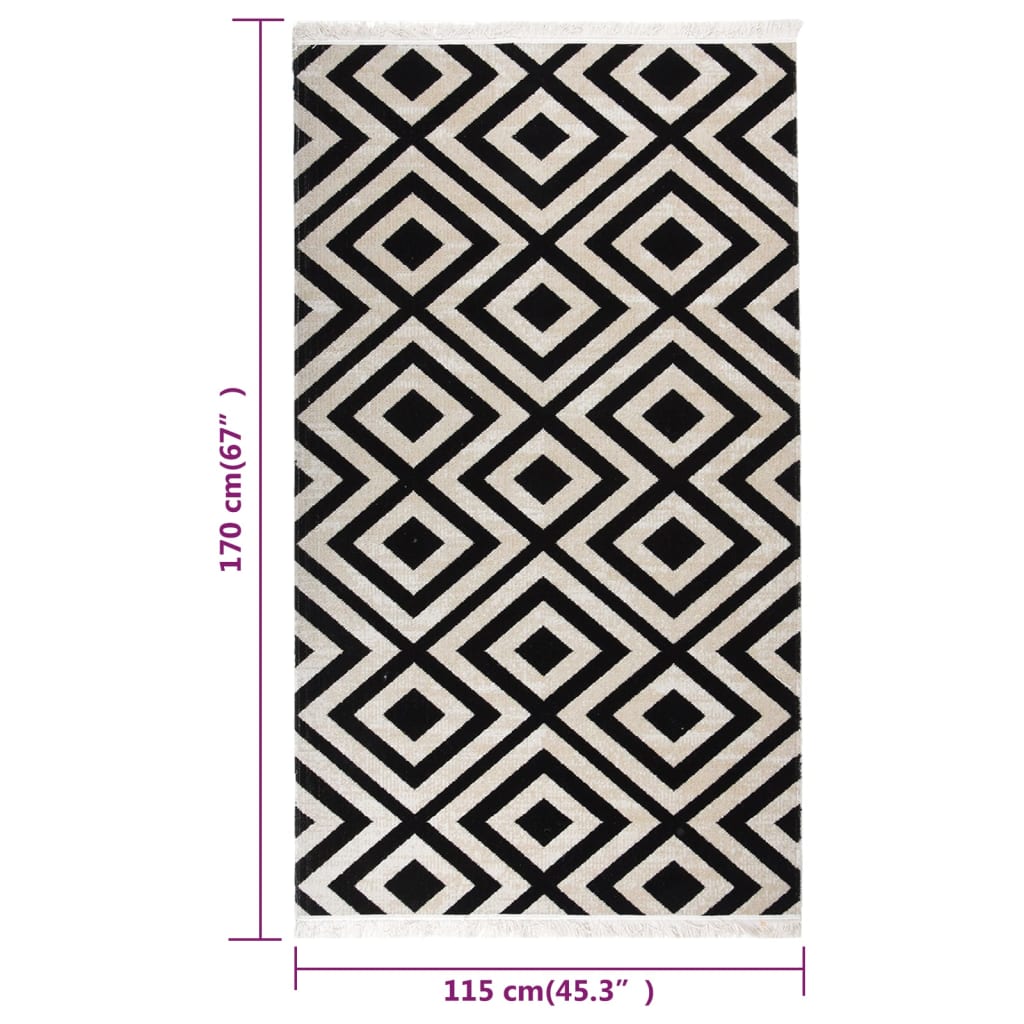 Outdoor-Teppich Flachgewebe 115x170 cm Schwarz und Beige