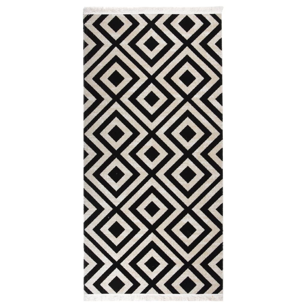 Outdoor-Teppich Flachgewebe 100x200 cm Schwarz und Beige