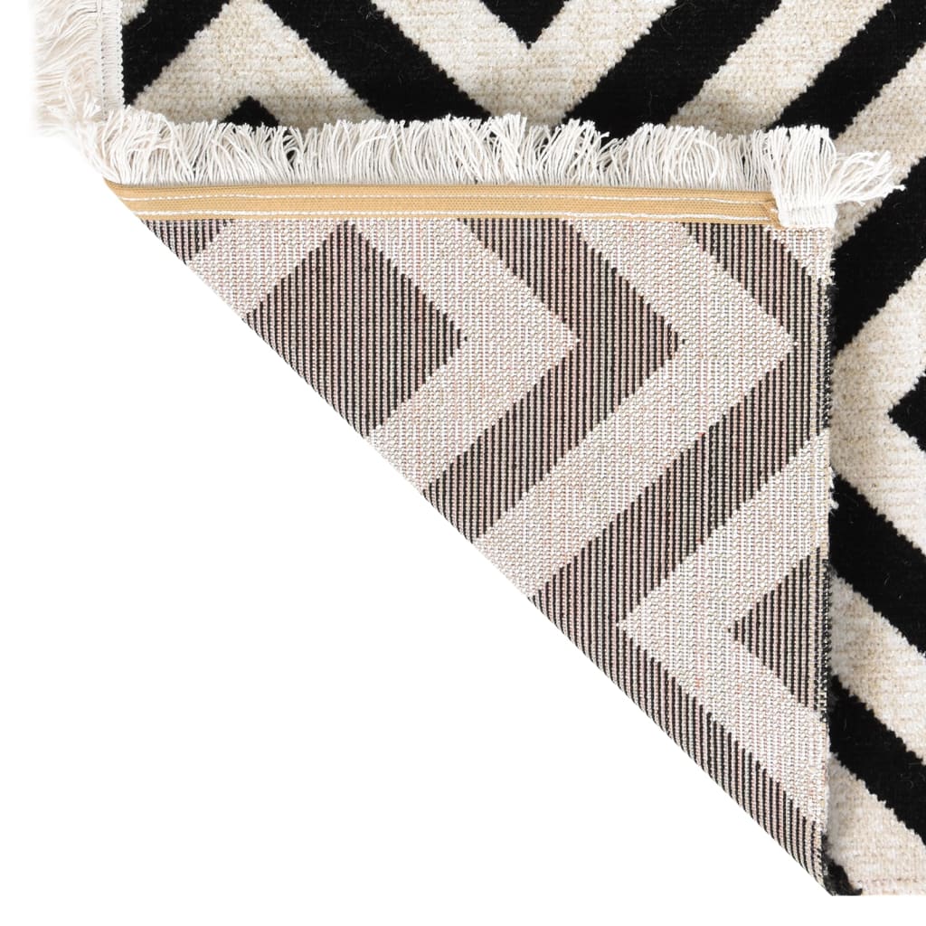 Outdoor-Teppich Flachgewebe 100x200 cm Schwarz und Beige