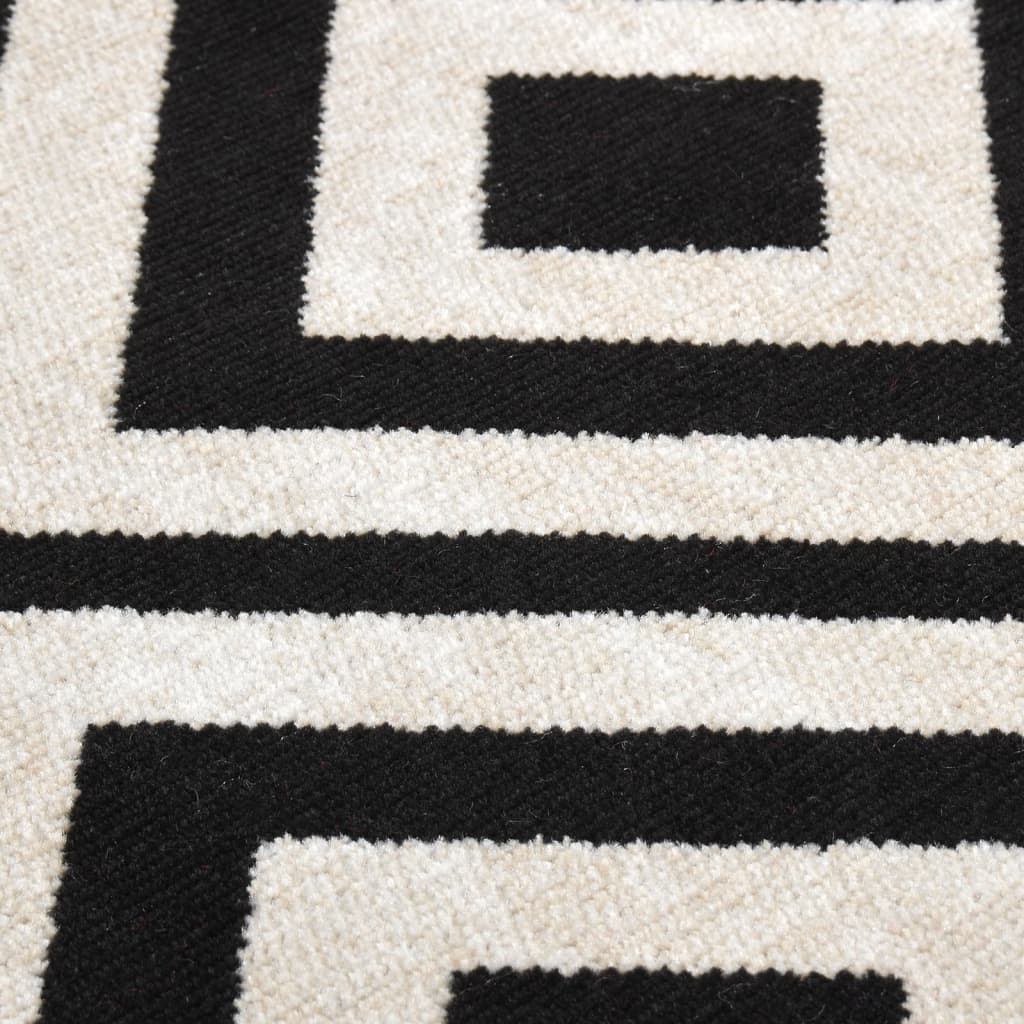 Outdoor-Teppich Flachgewebe 100x200 cm Schwarz und Beige