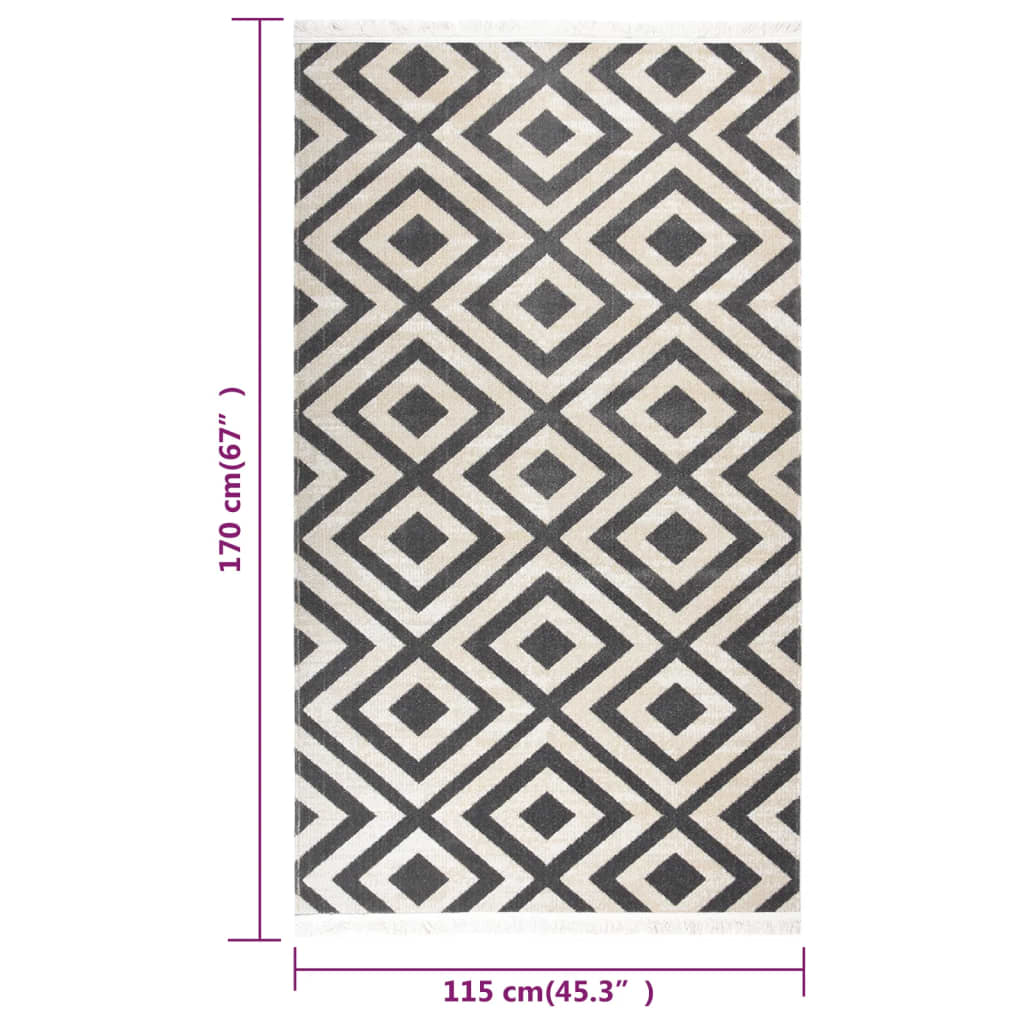 Outdoor-Teppich Flachgewebe 115x170cm Hellschwarz und Hellbeige