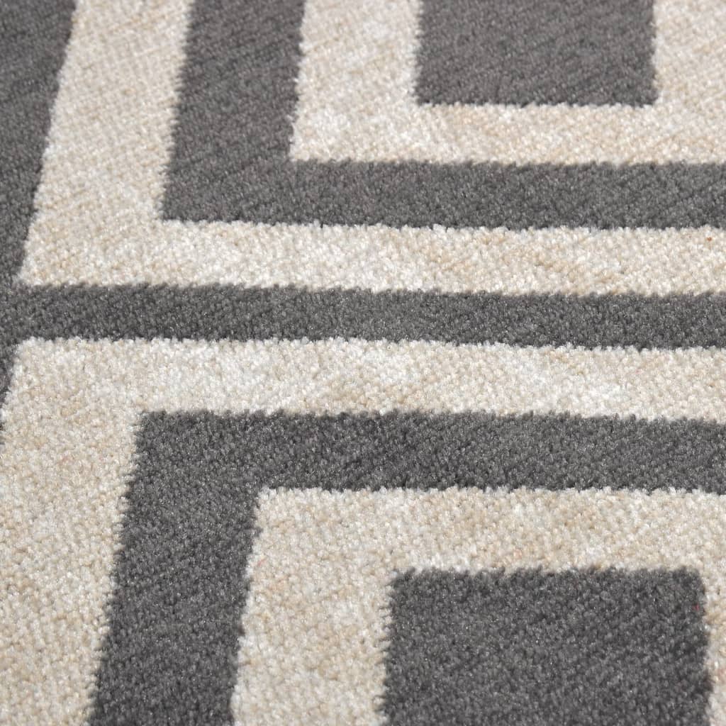 Outdoor-Teppich Flachgewebe 100x200cm Hellschwarz und Hellbeige