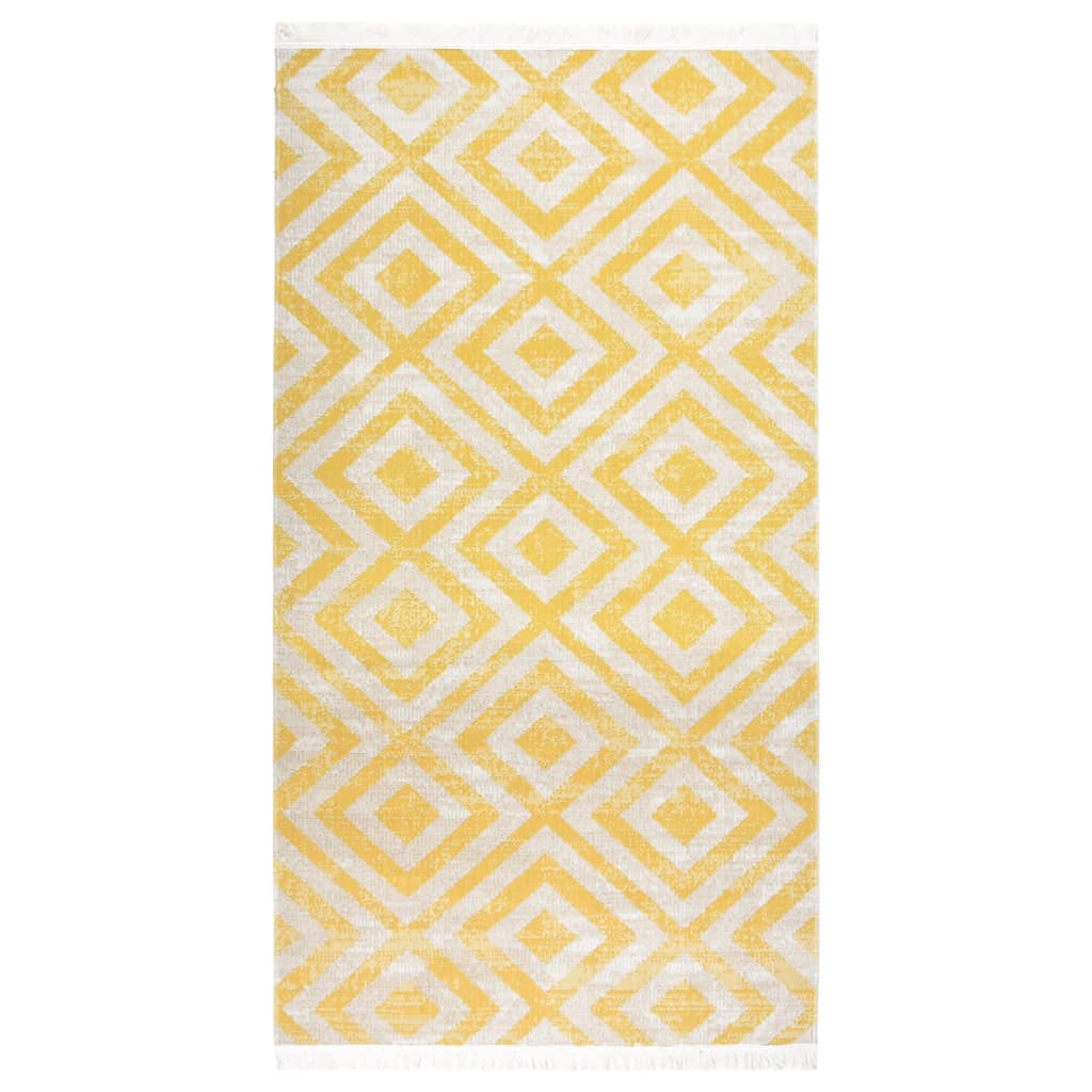 Outdoor-Teppich Flachgewebe 80x150 cm Gelb und Beige