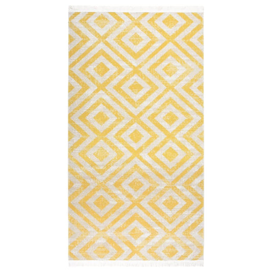 Outdoor-Teppich Flachgewebe 80x150 cm Gelb und Beige