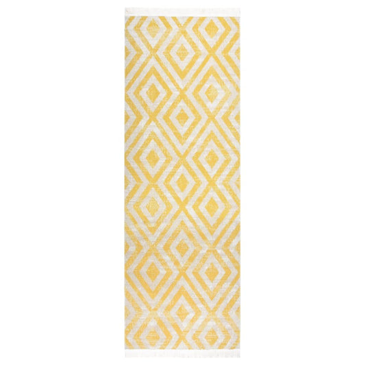 Outdoor-Teppich Flachgewebe 80x250 cm Gelb und Beige