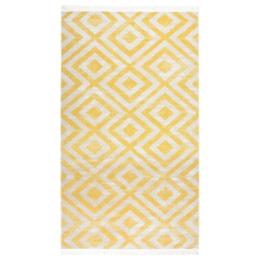 Outdoor-Teppich Flachgewebe 115x170 cm Gelb und Beige