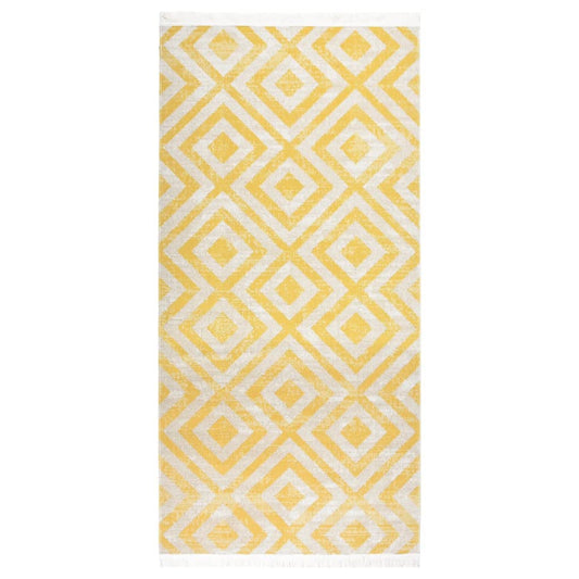 Outdoor-Teppich Flachgewebe 100x200 cm Gelb und Beige